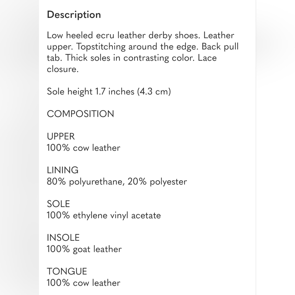 Zara Leather Lace Up Derby Shoes Off White New Size EU38 US 7 - Picture 5 of 6